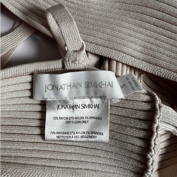 Jonathan Simkhai Ribbed Stretch Bustier Crop Top S Beige/Cream - Picture 4 of 6